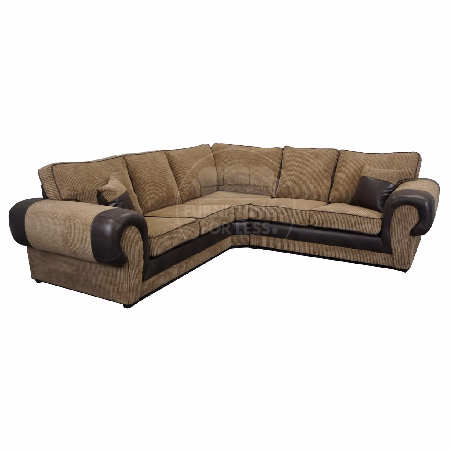 Furnishings For Less UK Portland 5 Seater L Shaped Corner Sofa in Beige Fabric and Synthetic Leather – 2