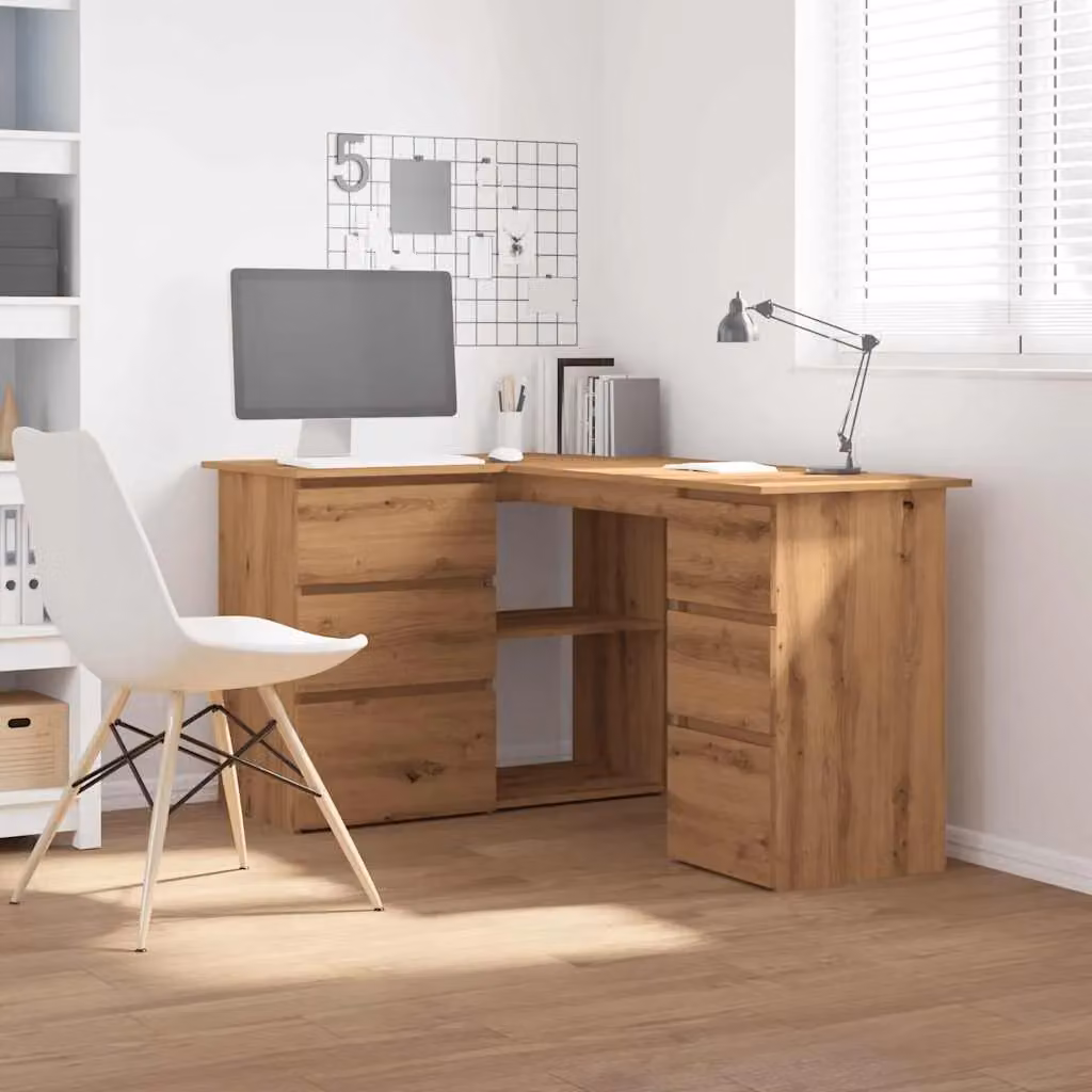 Berkfield Home Corner Desk in Artisan Oak Brown, W/D/H: 145 x 100 x 76 cm – 3