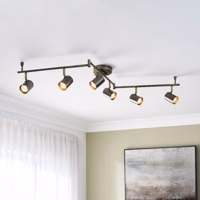 Pagazzi Hereford Matte Pewter 6-Spot Bar Track Light in Grey and Gold/Brass – 1