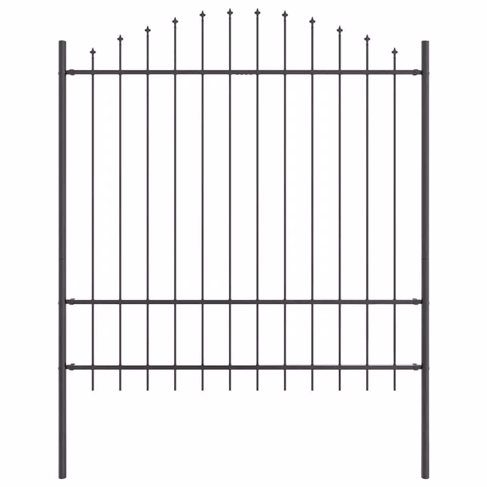 Berkfield Home Modern Spike Arch Fence Panel, Grey Powder-Coated Steel – 3