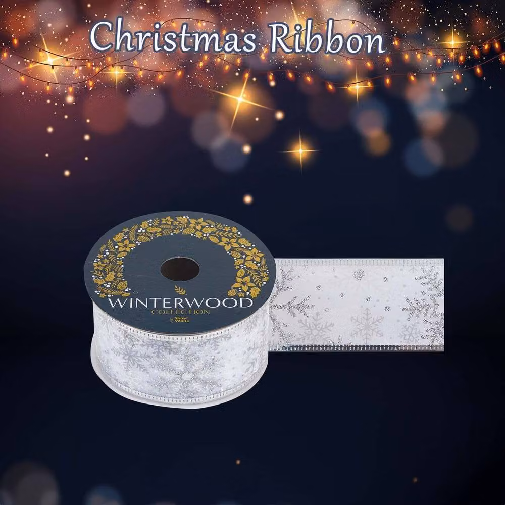 VFM e-Store Silver Christmas Ribbon Garland with Snowflake Decorations – 3