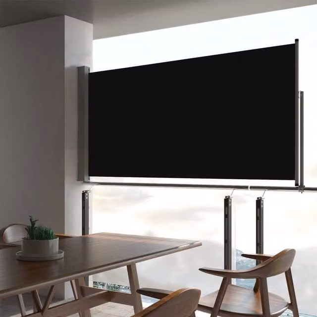 Berkfield Home Patio Retractable Side Awning in Black, W/H: 80 x 300 cm