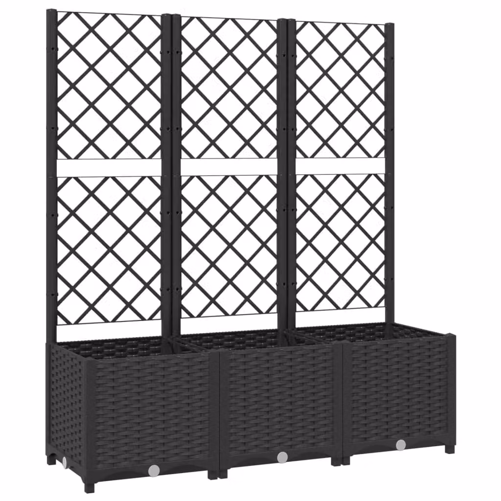 Berkfield Home Garden Planter with Trellis in Black, W/D/H: 120 x 40 x 136 cm – 2