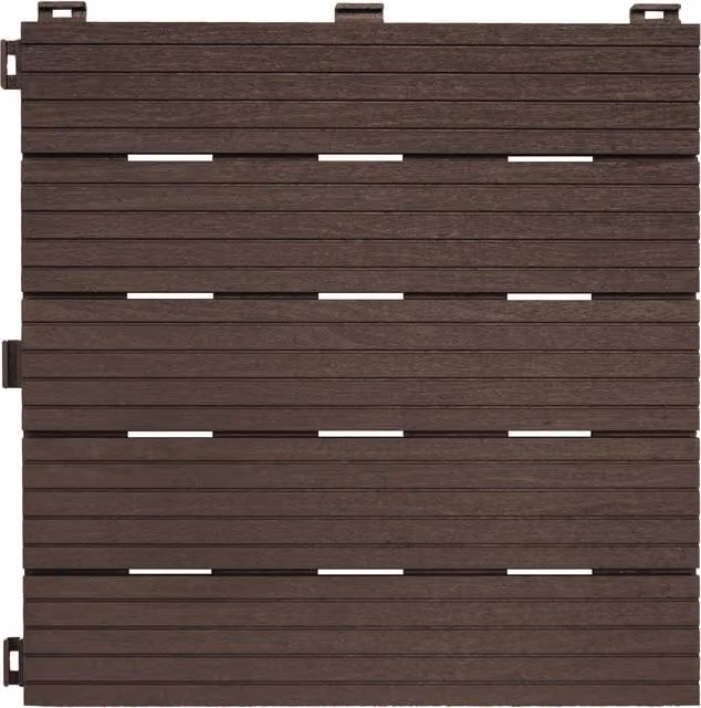 Nicoman Cosmopolitan Rubber Decking Tiles, Brown, Pack of 10
