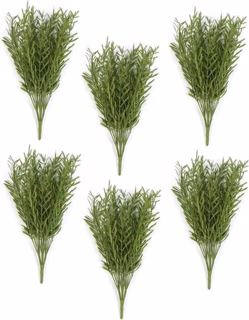 Leaf UK Pack of 6 Green Fire Resistant Artificial Grass Stems, Height: 40 cm