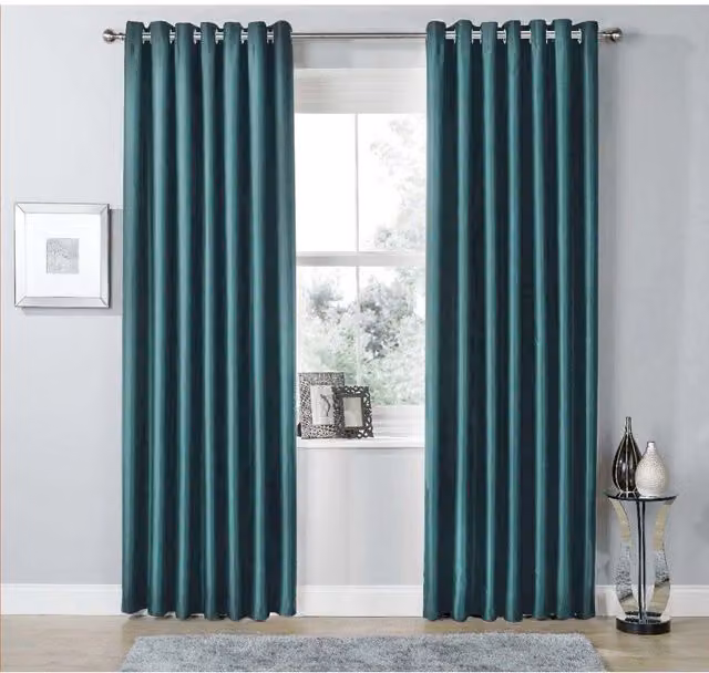 NewEdgeBlinds Petrol Blue Blackout Eyelet Fabric Curtains, W: 167 cm, H: 228 cm