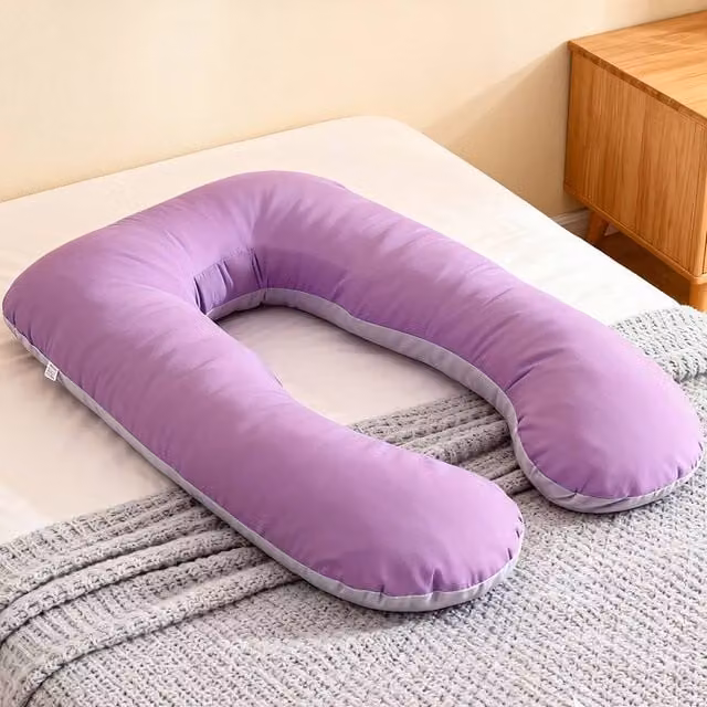 Ventryn Full Body U-Shaped Pregnancy Pillow with Removable Purple Cover – 1
