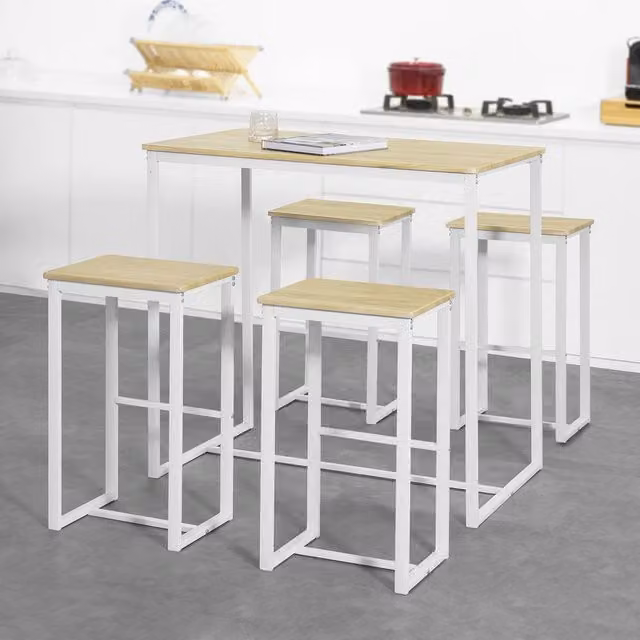 SoBuy Modern Bar Table and Stool Set in Light Oak, W: 100 cm, D: 60 cm