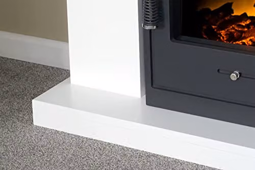 Adam Fires & Fireplaces Adam Lomond Fireplace in Pure White with Oslo Electric Inset Stove in Black – 3