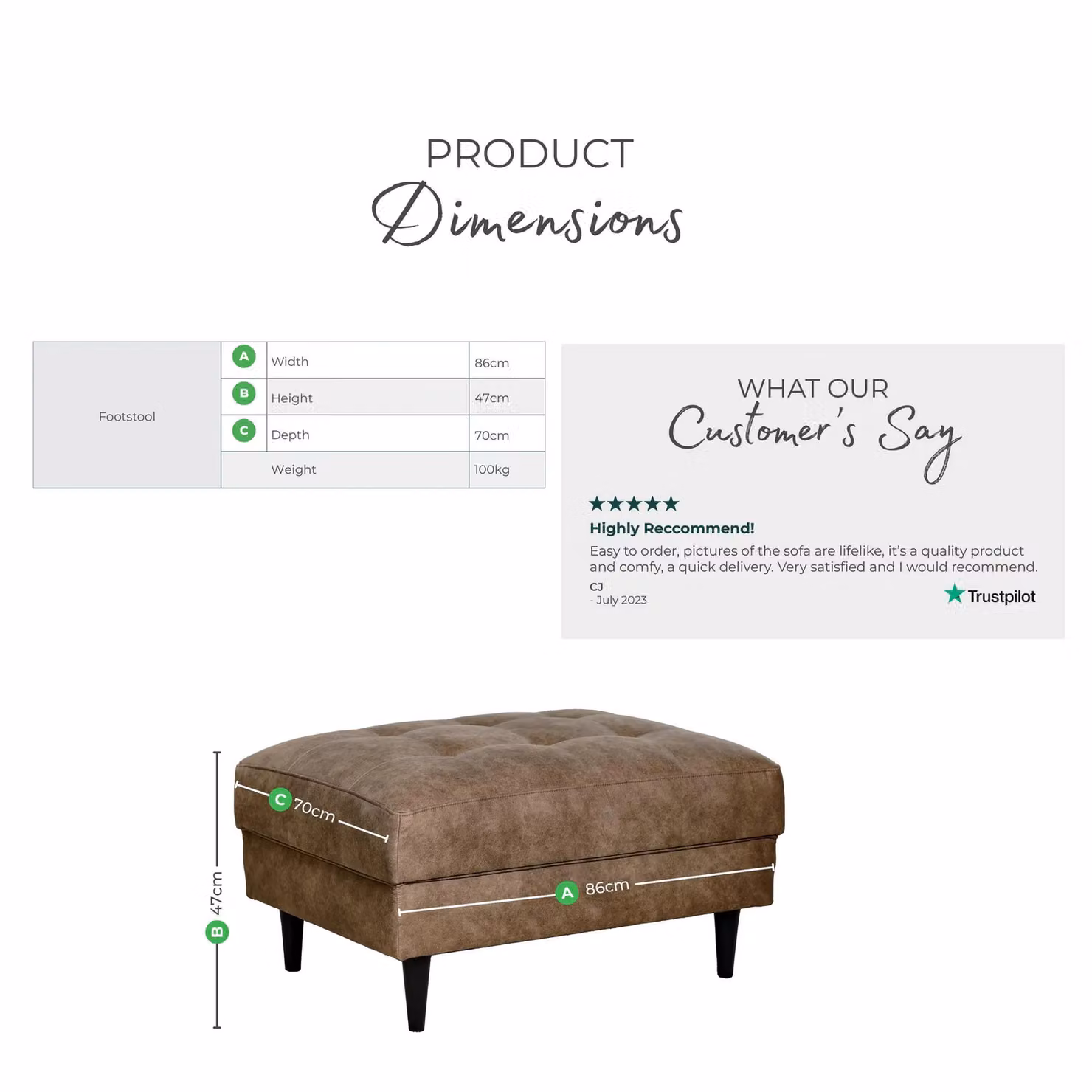 FurnitureboxUK Jade Modern Faux Leather Footstool in Brown – 4
