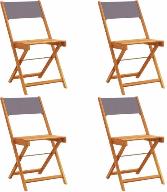 Berkfield Home Set of 4 Folding Garden Chairs in Anthracite Fabric and Acacia Wood