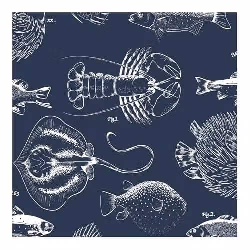 Graham & Brown Contour Antibac Into the Deep Navy Animal Print Wallpaper in Blue – 1