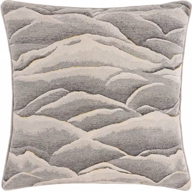 Paoletti Stratus Chenille Jacquard Square Cushion in Grey and Gold, 45 x 45 cm