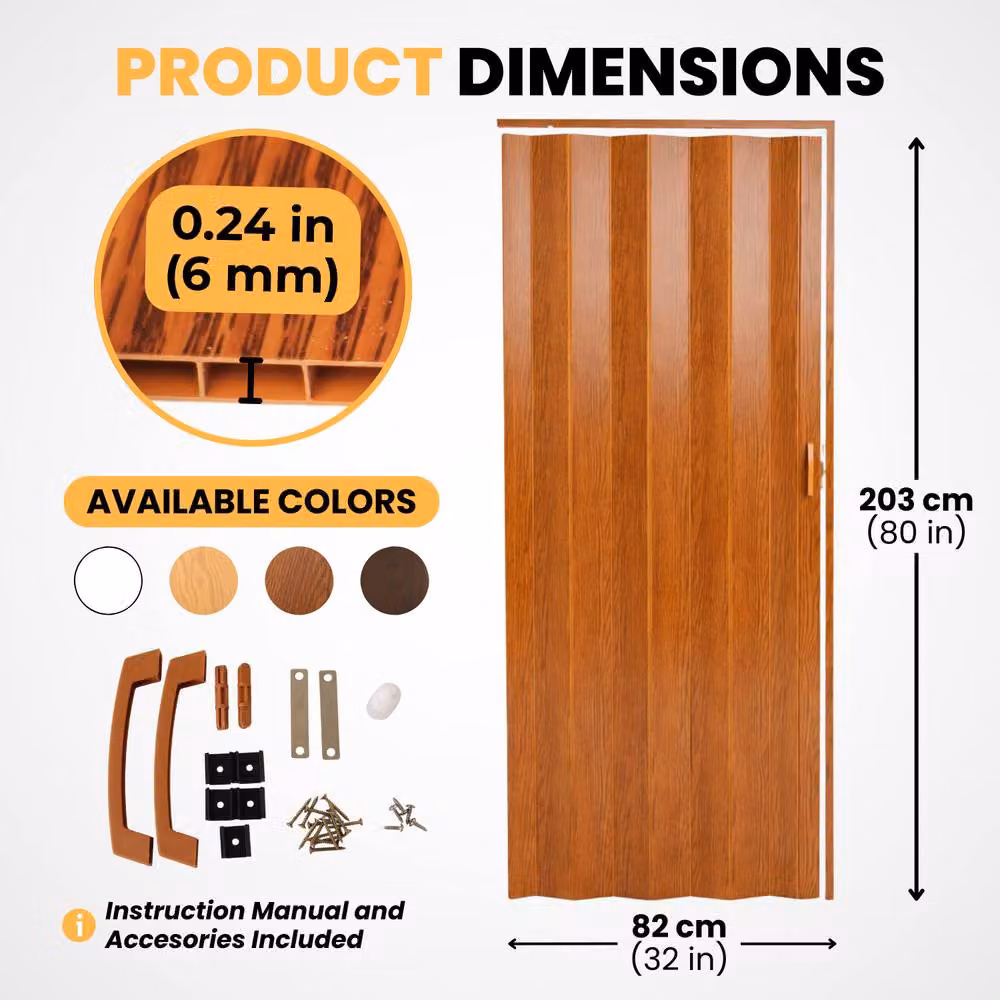 Novecrafto PVC Folding Door in Walnut, W: 82 cm, H: 203 cm – 2