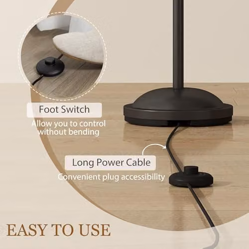 HOMCOM Modern 3-Light Upright Floor Lamp in Black with Metal Base – 4