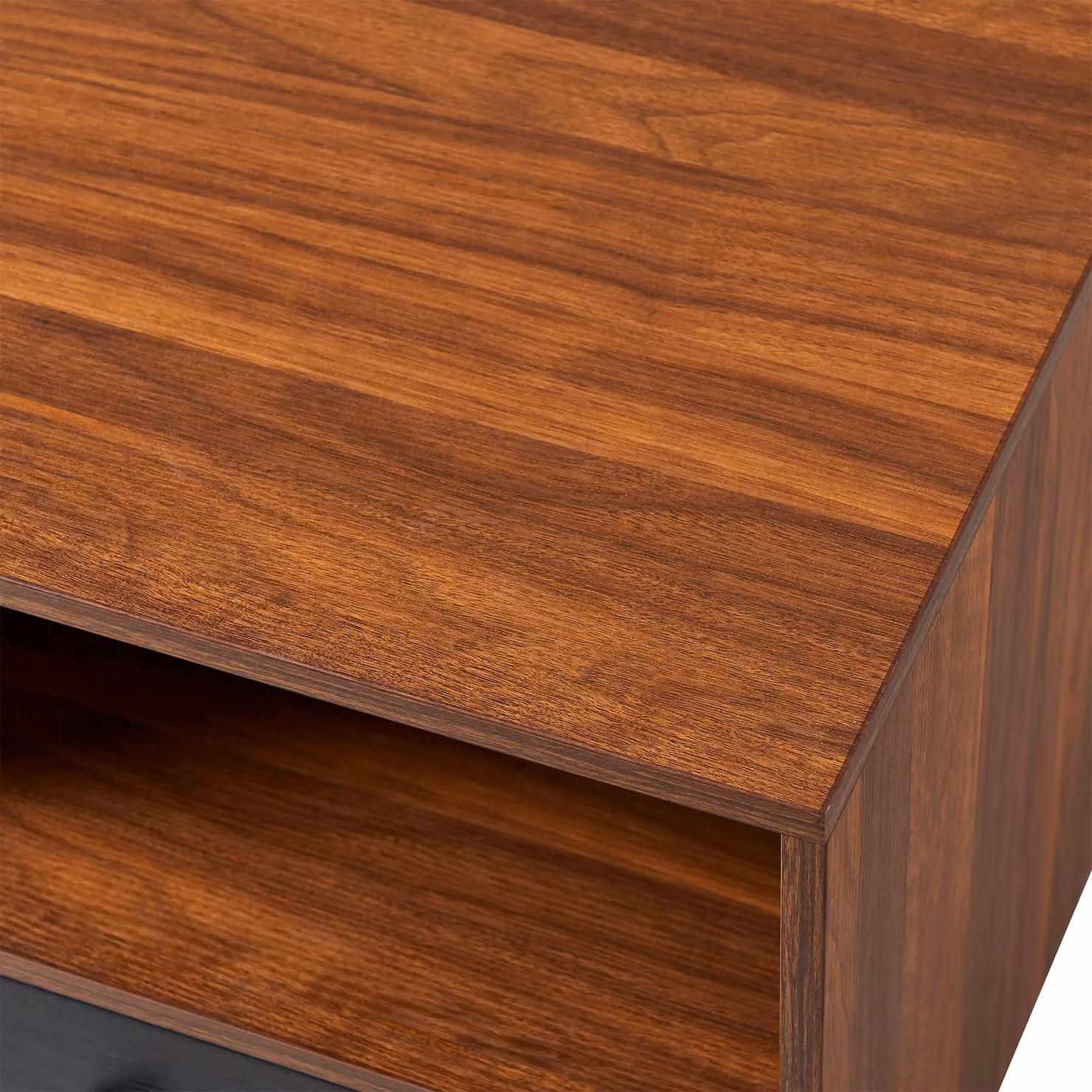 Teamson Home Mid Century Rectangular Coffee Table with Drawers and Open Storage Shelves in Brown Walnut – 7