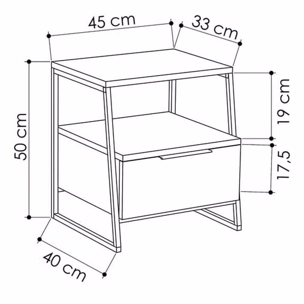 Havendro Matt White 1 Door Bedside Table with Black Metal Frame – 2
