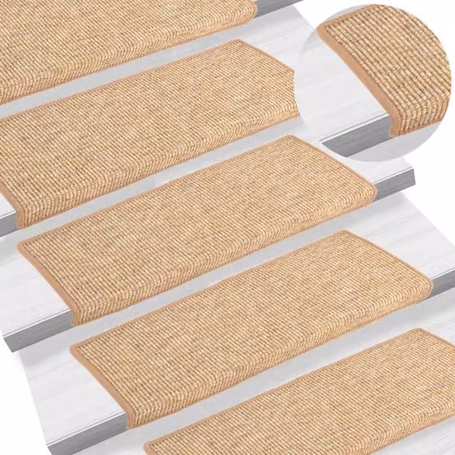 Berkfield Home Self-adhesive Stair Mats, 15 Pieces, Light Brown, W/D/H: 65 x 21 x 4 cm