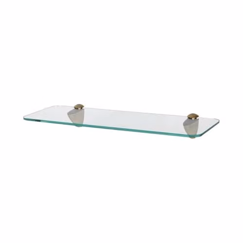 Harbour Housewares Rounded Floating Glass Bathroom Shelf in Gold and Transparent, 40 cm – 1