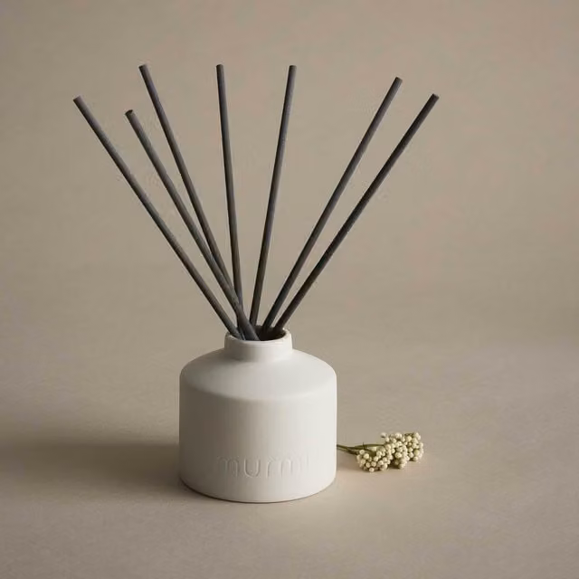 Murmur Pure White Tabletop Reed Diffuser with Glass and Ceramic Elements