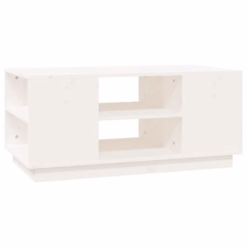 Berkfield Home White Rustic Solid Wood Pine Coffee Table W/D/H: 90 x 49 x 40.5 cm – 2