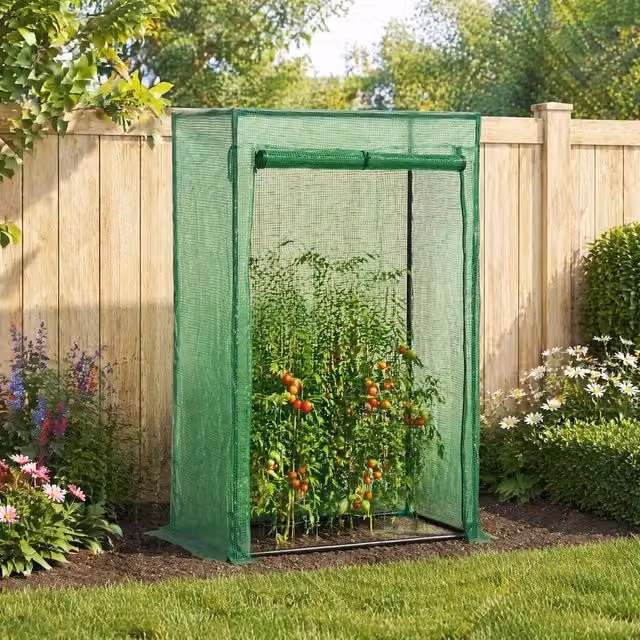 STILVORA Mini Greenhouse with Roll-Up Door in Green, W/D/H: 150 x 100 x 50 cm