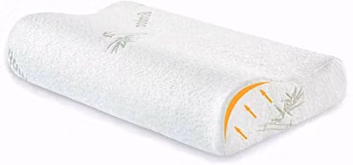 MantraRaj White Memory Foam Orthopaedic Cervical Contour Pillow with Bamboo Cover, W: 50 cm x D: 30 cm
