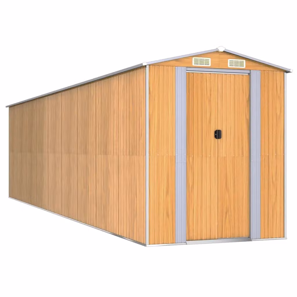 Berkfield Home Garden Shed in Light Brown, Galvanised Steel with Sliding Doors and Side Vent, W/D/H: 772 x 192 x 223 cm – 2