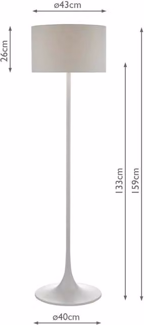 Dar Grey Fabric Floor Lamp with Cylinder Shade and E27 Retro Fitting