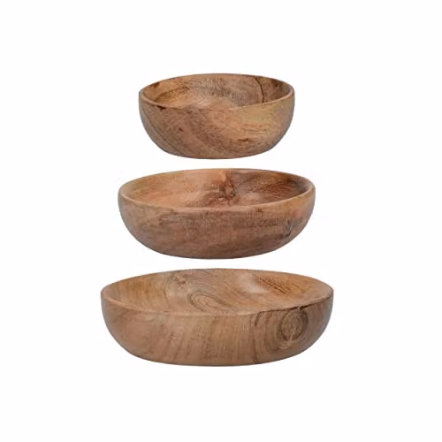 Artesa Set of 3 Brown Acacia Wood Salad Serving Bowls – 1