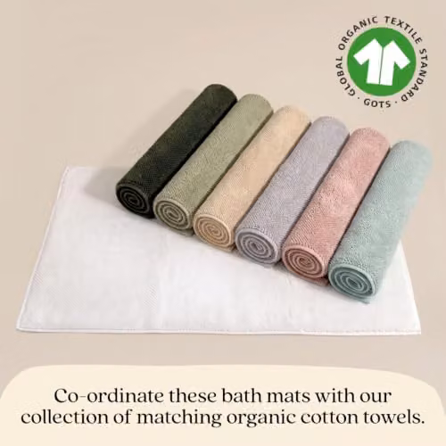 Misona Organic Cotton Luxury Reversible Bath Mat in Khaki, W: 50 cm, D: 80 cm – 2
