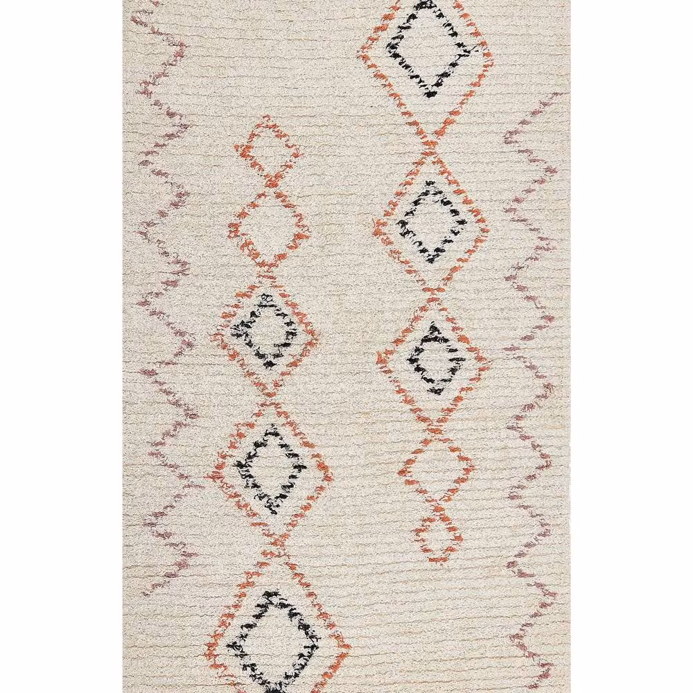 Wyld and Coco Beige Cotton Geometric Hand-Tufted Rectangular Rug W: 80 cm, L: 150 cm – 2