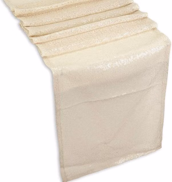 Trimming Shop Ivory Glitter Sequin Rectangular Table Runner