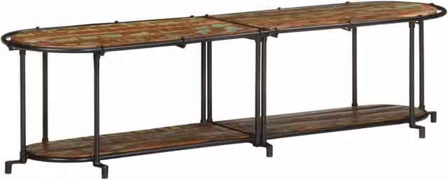 Berkfield Home Industrial TV Cabinet in Brown Reclaimed Solid Wood and Metal, W/D/H: 160 x 42 x 40 cm – 1
