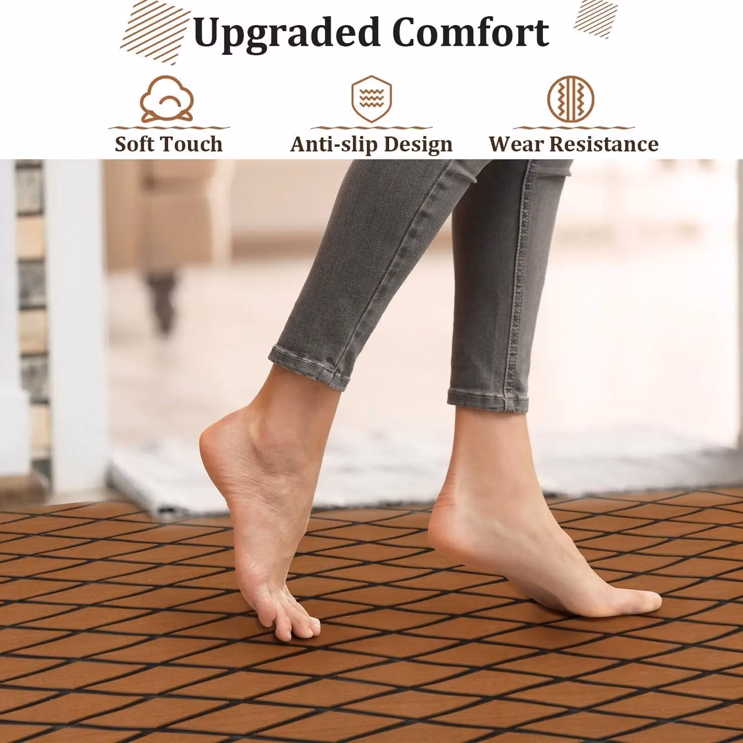 Costway Non-Slip Self-Adhesive EVA Foam Boat Flooring Decking Sheet, Brown, W: 70 cm, L: 190 cm – 3