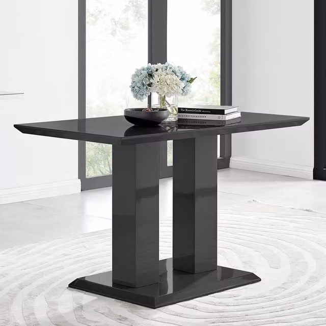 FurnitureboxUK Imperia Modern Black High Gloss Rectangular 4-Seater Dining Table W: 120 cm, D: 70 cm, H: 75 cm – 1