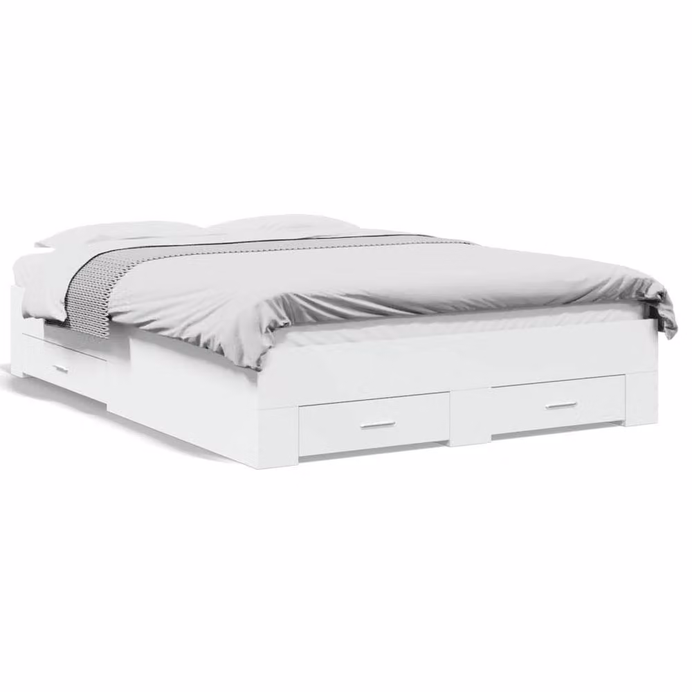 Berkfield Home Modern Small Double Bed Frame with Drawers, White, W/D/H: 120 x 190 cm – 2