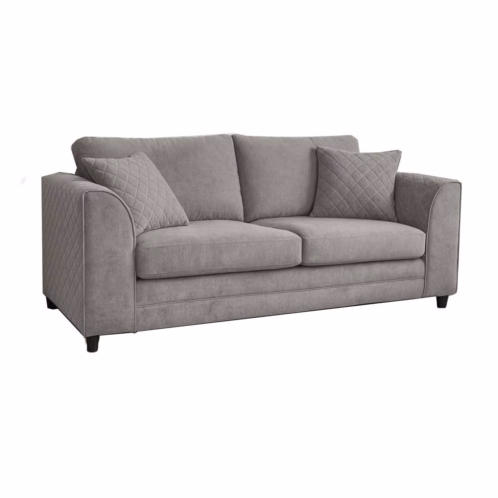Furnishings For Less UK Grey Quilted Chenille Fabric 3 Seater Sofa with Scatter Back and Curved Arms – 2