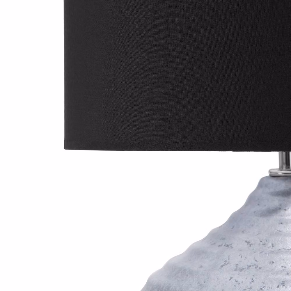 Wyld and Coco Modern Table Lamp with Silver Ceramic Base and Black Shade, Height: 42 cm – 5