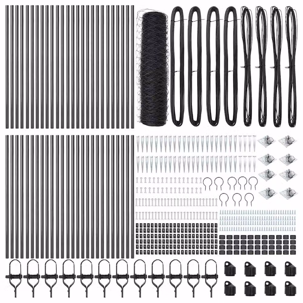 Berkfield Home Grey PVC Coated Hexagon Steel Fence – 4