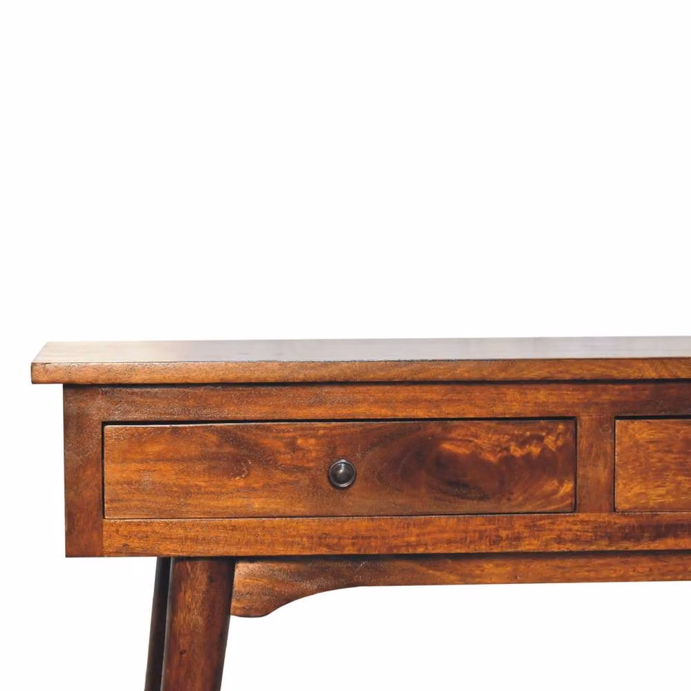 Wyld Haus Kealakekua Chestnut Mango Wood 2 Drawer Console Table in Brown, W: 90 cm, D: 40 cm, H: 78 cm – 3