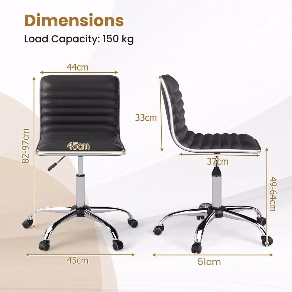Kelvenix Black Synthetic Leather Upholstered Swivel Task Chair for Home Office – 2