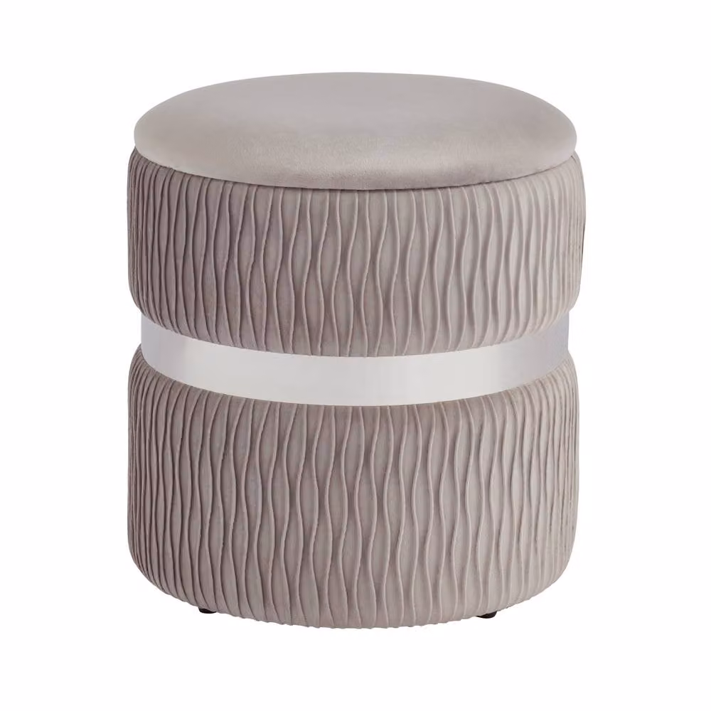 GFW Eden Grey Velvet Cylindrical Storage Stool – 2