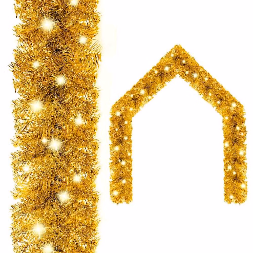 Berkfield Home Christmas Garland with LED Lights in Gold – 2