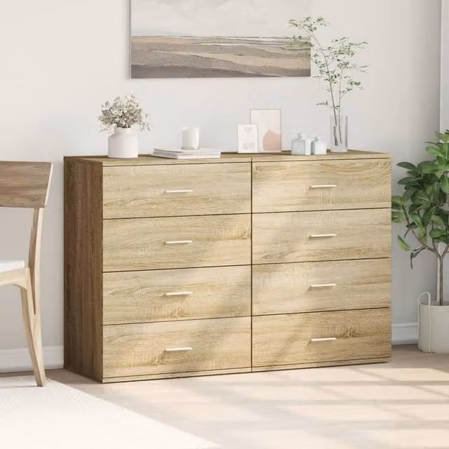 Berkfield Home Set of 2 Modern Sideboards in Sonoma Oak, W/D/H: 60 x 39 x 80 cm