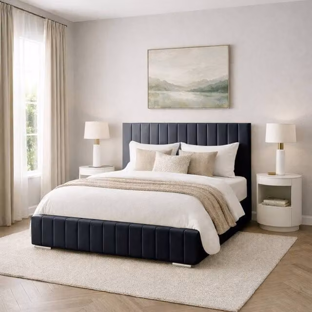Desire Deco Plush Velvet Upholstered Bed Frame in Anthracite Grey, W/D/H: 90 x 190 cm