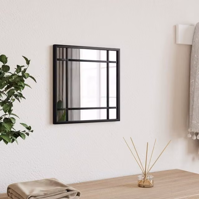 Berkfield Home Minimalist Square Wall Mirror in Black, W/H: 30 x 30 cm