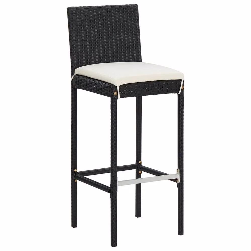 Berkfield Home Beautiful 5 Piece Black Garden Bar Set in Solid Acacia Wood and Poly Rattan, H 105 x W 60 x D 60 cm – 3