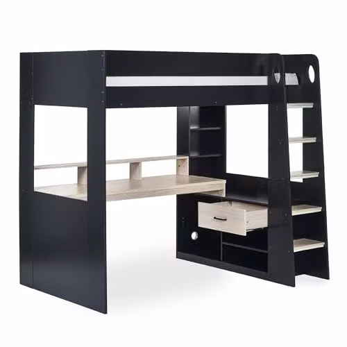 Julian Bowen Blaze Single Gaming Highsleeper Bed in Black and Oak with Stairs and Drawers – 8
