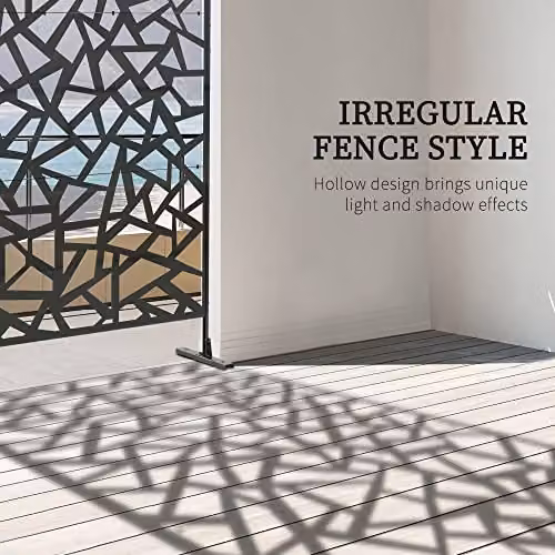 Outsunny Decorative Metal Garden Privacy Screen in Black, H 198.0 x W 122.0 x D 45.0 cm – 3